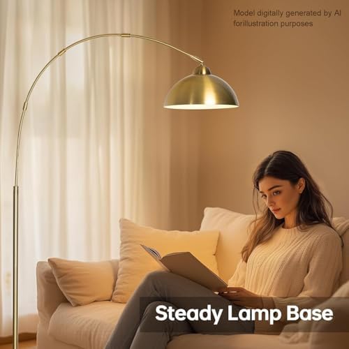 EOEYYOYB Floor Lamp with 3 Light Modes Adjustable– Modern Arc Standing Tall Lamp Dimmable Brightness, Perfect for Living Room, Bedroom, and Office, Gold - Image 6