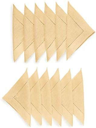 Solino Home 100% Pure Linen Cocktail Napkins Beige, 6 x 6 in, Set of 12 by SolinoHome