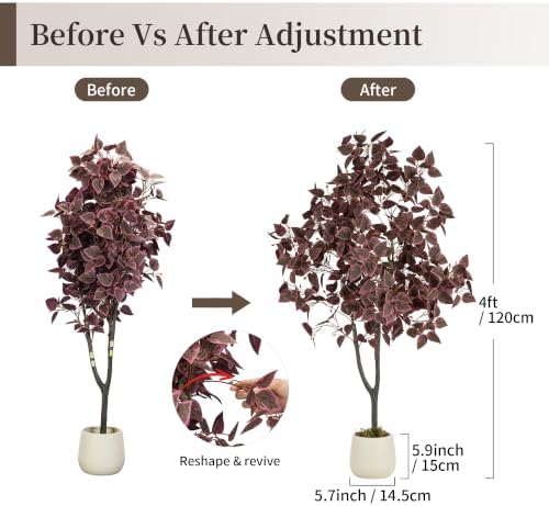 BLOSMON 4ft Fall Trees for Porch Decor, Faux Plum Cimicifuga Tree with Pot - Image 3