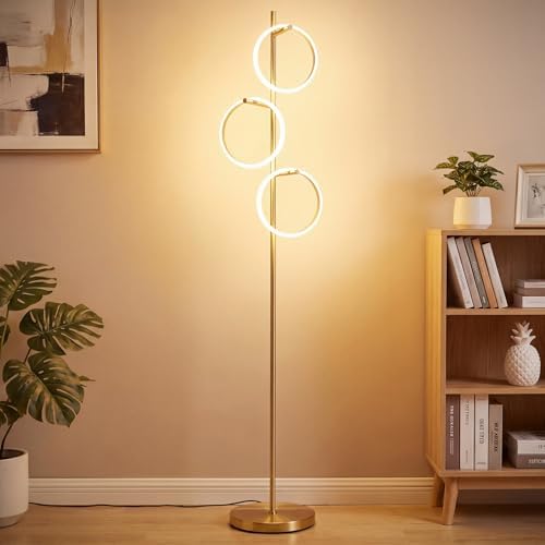 Gold Floor Lamp with 3 Lights, Modern LED Tree Floor Lamp for Living Room by TheBairthTheBest