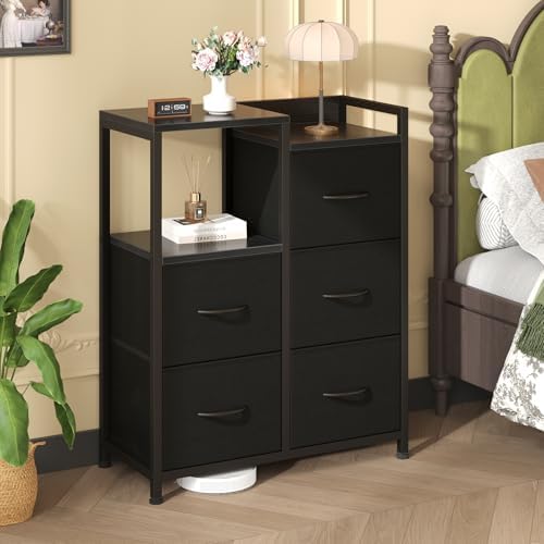 DUMOS Black Dresser for Bedroom, 5 Drawer Small Fabric Closet Dresser - Image 2