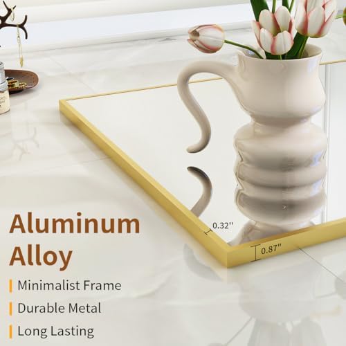 VooBang Oversized Full Length Mirror, 71" x 30" Floor Mirror with Stand, Aluminum Alloy Frame Full Body Mirror, Standing Hanging or Leaning Against Wall Bedroom Living Room, Gold - Image 4