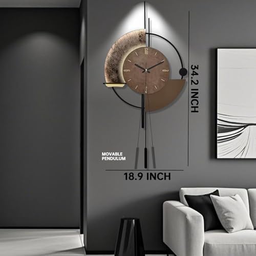 SIN&MI Wall Clock,Decorative Wall Clocks with Pendulum,Silent Quality Quartz Clock Battery Operated,Large Clock for Living Room,Kitchen,Home,Bathroom,Bedroom Wall Decor,18.9 * 34.2inch - Image 4