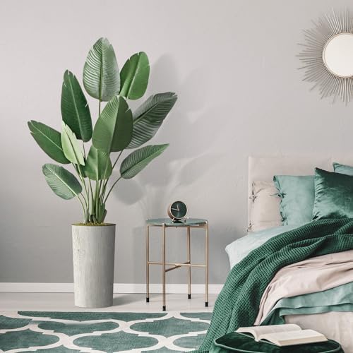 Artificial Tree in Modern Swirl Pattern Planter, Fake Bird of Paradise Silk Tree for Indoor and Outdoor Home Decoration - 67" Overall Tall (Plant Pot Plus Tree) - Image 5