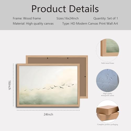 skysoon Minimalist Bird Wall Art, Neutral Abstract Landscape Canvas Print - Image 7