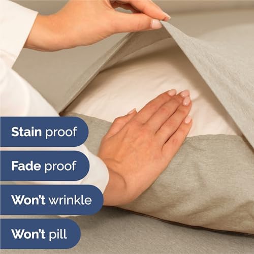 King Size 4 Piece Sheet Set - Breathable & Cooling Sheets - Heathered Beige - Image 5