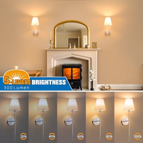 NIORSUN Battery Operated Wall Sconce Set of 2,Brushed Nickel Rechargeable Wall Lights with 10400mAh Dimmable Detachable Bulbs and Remote, 10 Colors Wireless Sconces for Bedroom Living Room Hallway - Image 5