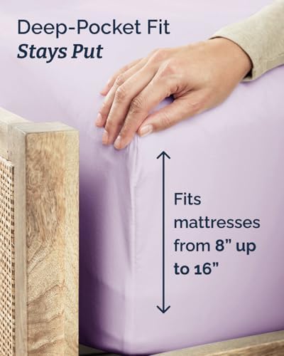 Twin Size 3 Piece Sheet Set - Breathable & Cooling Sheets - Light Lavender - Image 4