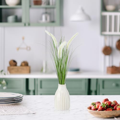 Elements 18 Inch Artificial Willow Grass Greenery in Modern Vase - Faux Indoor Plant Decor for Home, Office, Living Room, Bedroom - Lifelike Soft-Touch Polysilk Leaves - Image 7