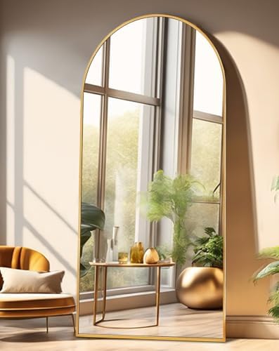 ITSRG Floor Mirror, Full Length Mirror with Stand, Arched Wall Mirror, 27"x71"Mirror Full Length, Gold Floor Mirror Freestanding, Wall Mounted Mirror for Bedroom Living Room, Gold - Image 2