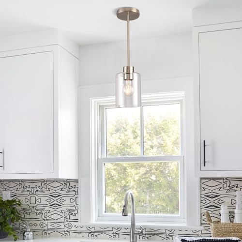 Brushed Nickel Pendant Lights,Modern Farmhouse Pendant Light,Light Fixture Kitchen Pendant Mini Hanging Light for Sink Island,Adjustable Height,Home Décor Lighting(Brushed Nickel 1 pack Stem Rod) - Image 3