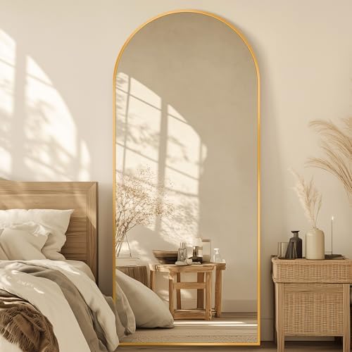 71"x28" Arched Full Length Mirror, Standing Floor Mirror, Gold by Unknown