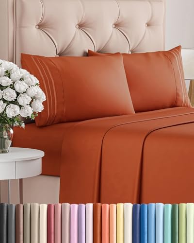 Full Size 4 Piece Sheet Set - Breathable & Cooling Sheets - Terracotta by CGKUnlimited