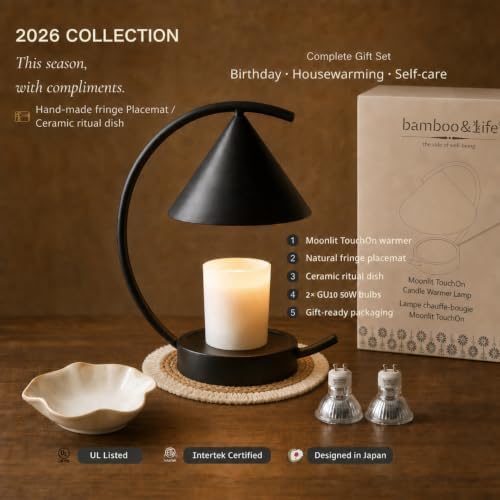 Japandi Moon Arc Candle & Wax Warmer Gift Set, Tsukimi Inspired - Image 2