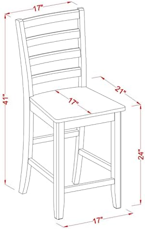 East West Furniture FAS-BLK-W Fairwind Counter Height Barstools - Ladder Back Wood Seat Chairs, Set of 2, Black & Cherry - Image 3