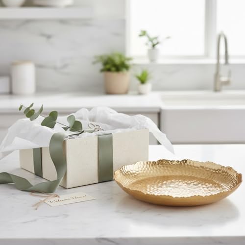 Gold Hammered Decorative Bowl Elegant Aluminum Centerpiece with Textured Finish Large Round 13 Inch Metallic Display Bowl for Home Kitchen or Dining Table Accent Modern Decorative Gifts Decor Bowls - Image 6