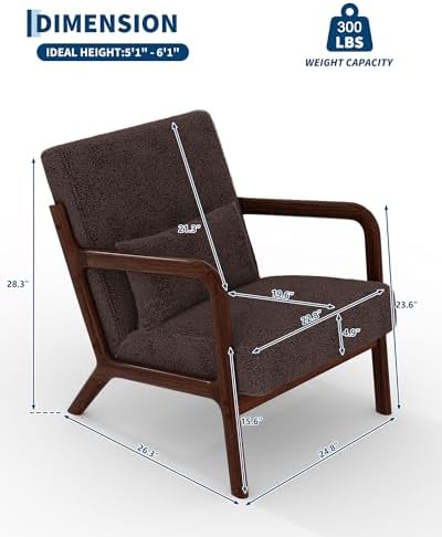 Garvee Mid Century Accent Chair, Upholstered Armchair with Lumbar Pillow - Image 2