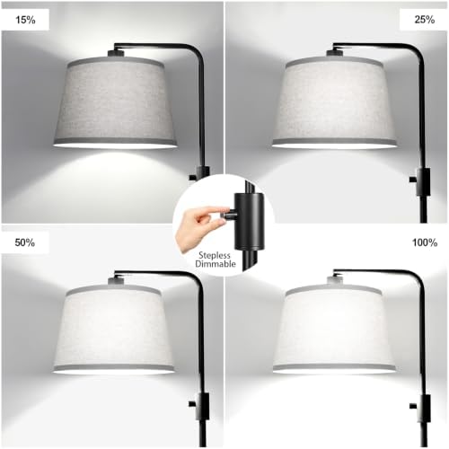 【Upgraded】 Dimmable Floor Lamp, 1000 Lumens LED Edison Bulb Included, Arc Floor Lamps for Living Room Modern Standing Lamp with Gray Shade, Tall Lamps for Living Room Bedroom Office Dining Room - Image 3