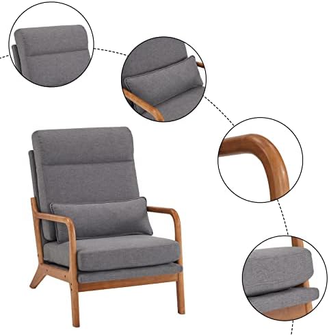 Karl home Accent Chair High Back Mid-Century Modern, Gray - Image 6