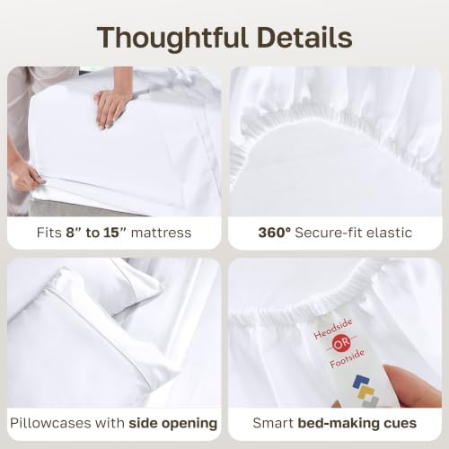 California Design Den 2-Pack Soft 100% Cotton Sateen Twin XL Sheets Set - Image 4