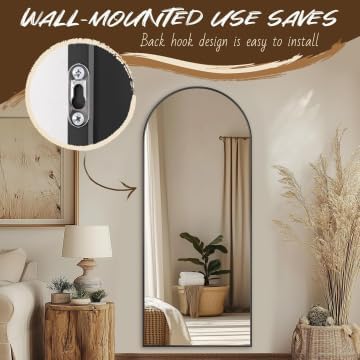 Antok 58" x21” Arched Full Length Mirror with Stand, Floor Mirror, Black - Image 4