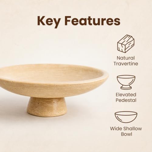 11.8" Natural Travertine Fruit Bowl,Stone Decorative Bowl,Beige - Image 4