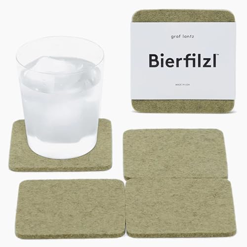 Graf Lantz - Bierfilzl Merino Wool Square Coasters Set of 4 - Sage (4"x4"x5mm) - Absorbs 30% of Weight - Natural German Wool - Heat Resistant, Sustainable, Reusable - Home Decor, Coffee Table Decor by GrafLantz
