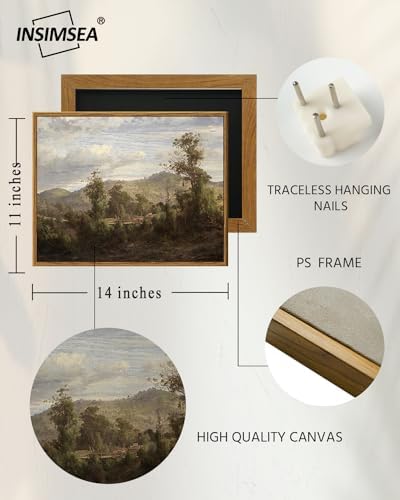 InSimSea Framed Canvas Wall Art Vintage Decor, Home Decor Retro Landscape Oil Painting Canvas Wall Art Decorations for Living Room Kitchen Office Farmhouse Bathroom Decor, 11"x14" - Image 4