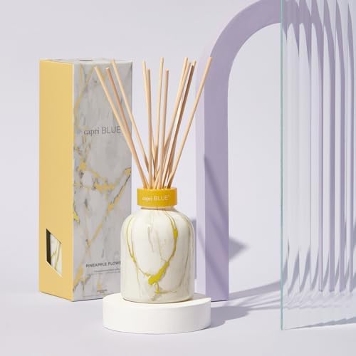 Capri Blue Modern Marble Reed Diffuser Set - Includes Reed Diffuser Sticks, Scented Oil & Glass Bottle - Luxury Scents for Bedroom Decor & Bathroom Air Freshener - Pineapple Flower (5.7 fl oz) - Image 2