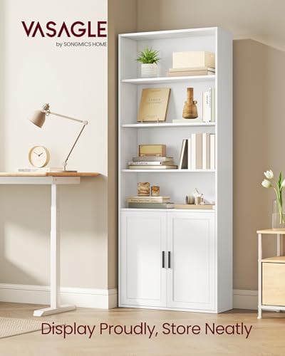 VASAGLE 6-Tier Bookshelf with Doors, 23.6 x 9.4 x 68.9 Inches - Image 3