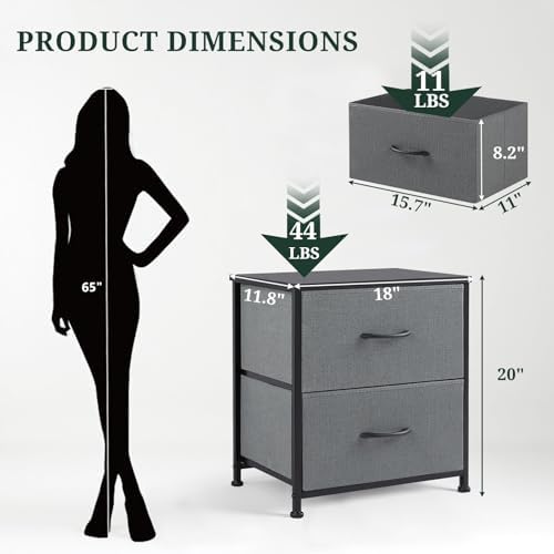 Nightstand Set of 2 Small 2 Drawer Dresser End Table Bedside Furniture - Image 3