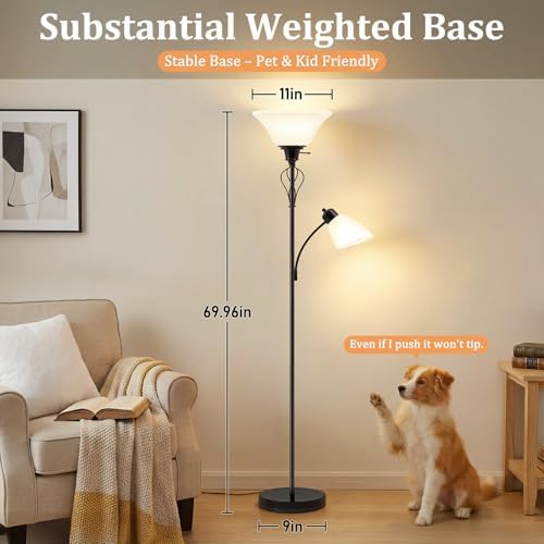Floor Lamps for Living Room, 70" Tall Torchiere Floor Lamps, Plastic Shade - Image 5