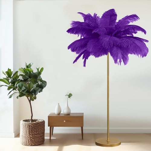 Feather Floor Lamp,Fluffy Ostrich Feather Floor Lamp for Bedroom,3 Color Temperatures Led Corner Modern Floor Lamps for Living Room Christmas Home Decor House Warming Gifts,63″ Height (Deep Purple) by Unknown
