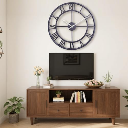30 Inch Slate Gray Giant Round Roman Numerals Large Wall Clocks - Image 6
