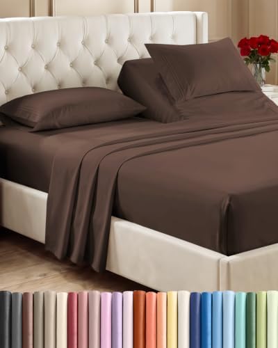 Flex Top Split Head King 4 Piece Sheet Set - Ultra-Soft, Breathable - Brown by CGKUnlimited