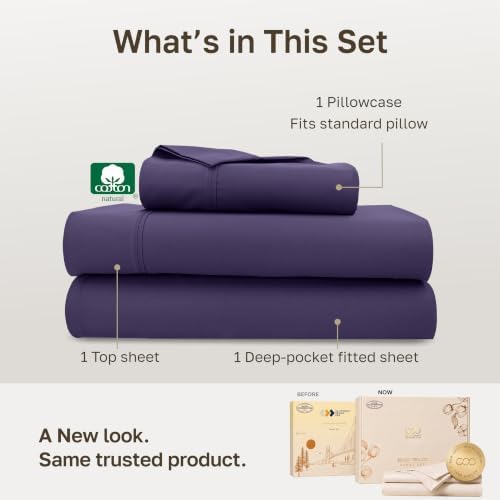 California Design Den Soft 100% Cotton Sateen Twin XL Sheets Set, 3 Pcs - Image 3