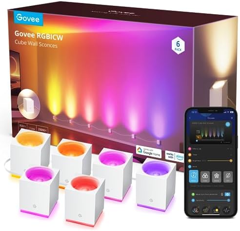 Govee Cube Wall Sconces, RGBIC LED Wall Light Works with Alexa, 15ft by Unknown