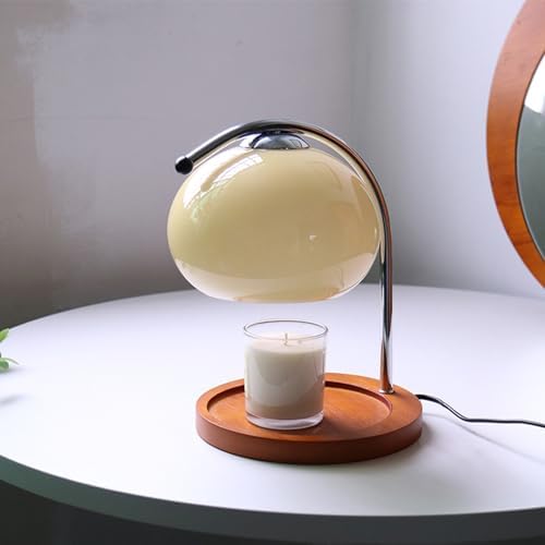 Candle Warmer Lamp, Aromatherapy Candle Warmer, Dimmable Retro Decorative Aromatherapy Candle Melter Melting Lamp for Bedroom Study Round Plate (Beige) - Image 2