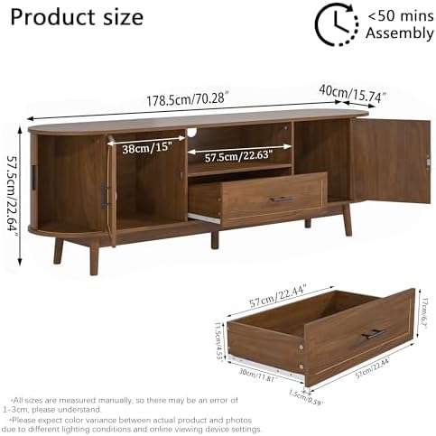 70" Fluted TV Stand for Tvs up to 80" Entertainment Center with Storage - Image 2
