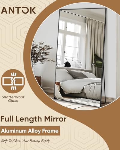 Antok Full Length Mirror, 78"x38" Floor Mirror for Bedroom, Dorm, Black - Image 5