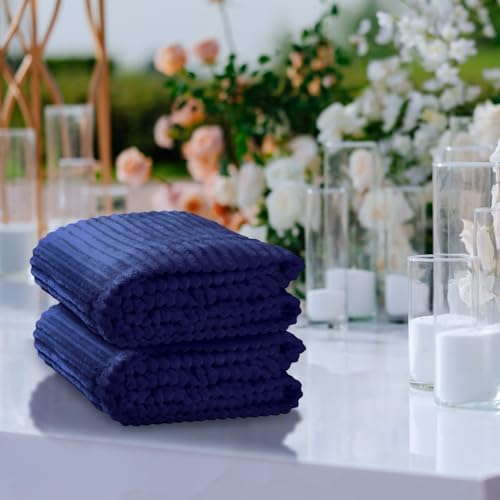 Buryeah 6 Pcs Flannel Blankets Bulk,Fall Outdoor Wedding, Navy - Image 6