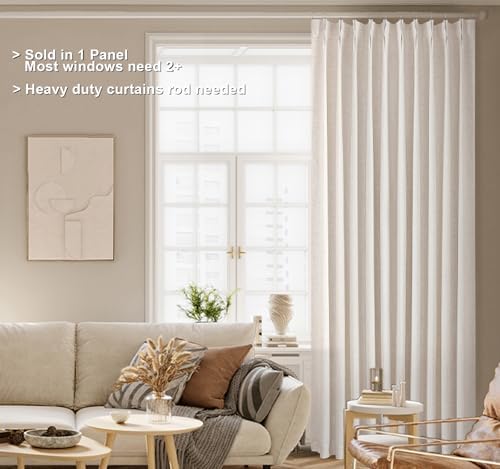 Vision Home Natural Pinch Pleated Full Blackout Curtains Linen Blended Room Darkening Window Curtains 102 inch for Living Room Bedroom Thermal Insulated Pinch Pleat Drapes with Hooks 60" Wx102 Lx1 - Image 2