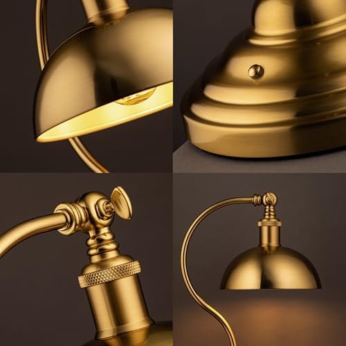 O'Bright Bankers - Cordless LED Table Lamp, Battery-Operated, Rechargeable, 3-Level Dimming, Universal USB-C Charging, 180° Swivel Head, Luxury Metal Shade, Antique Brass - Image 7