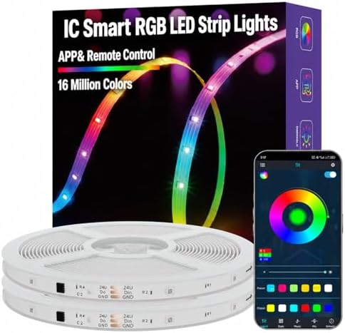 MFWW 130ft RGB+IC LED Strip Lights, LED Lights for Bedroom, Smart Control by MFWW