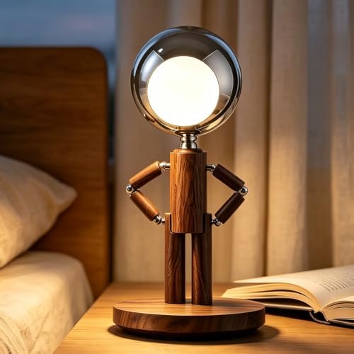 Cordless Table Lamp Wooden Rechargeable Touch Dimming Bedside by Unknown