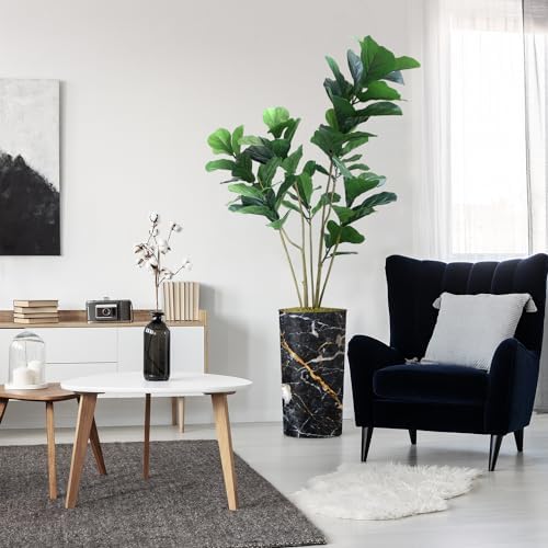 Artificial Tree in Modern Granite Effect Planter, Fake Ficus Lyrata Silk Trees for Indoor and Outdoor Home Decoration - 66" Overall Tall (Plant Pot Plus Tree) by SIGNWIN