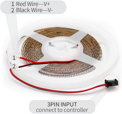 6.5FT WS2812B WS2812 2.7mm Ultra Narrow LED Strip,160LEDs/m Individually Addressable Dream Color Flexible Smart Light Tape for Bedroom,Kitchen,Stage,TV Backlight,DC12V - Image 5