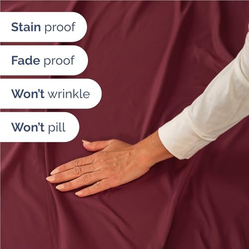 Full Size 4 Piece Sheet Set - Comfy Breathable & Cooling Sheets - Burgundy - Image 5