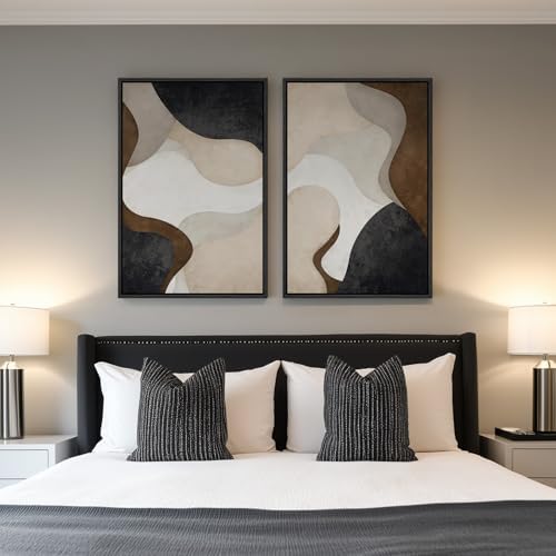 Large Framed Modern Abstract Wall Art for Living Room Set of 2, 24x36 In - Image 2