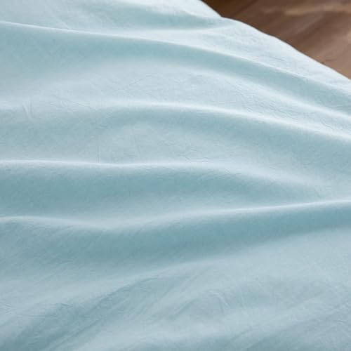 BESTOUCH Cotton Solid Duvet Cover Set Linen Feel Hushed Green Alaska King - Image 6